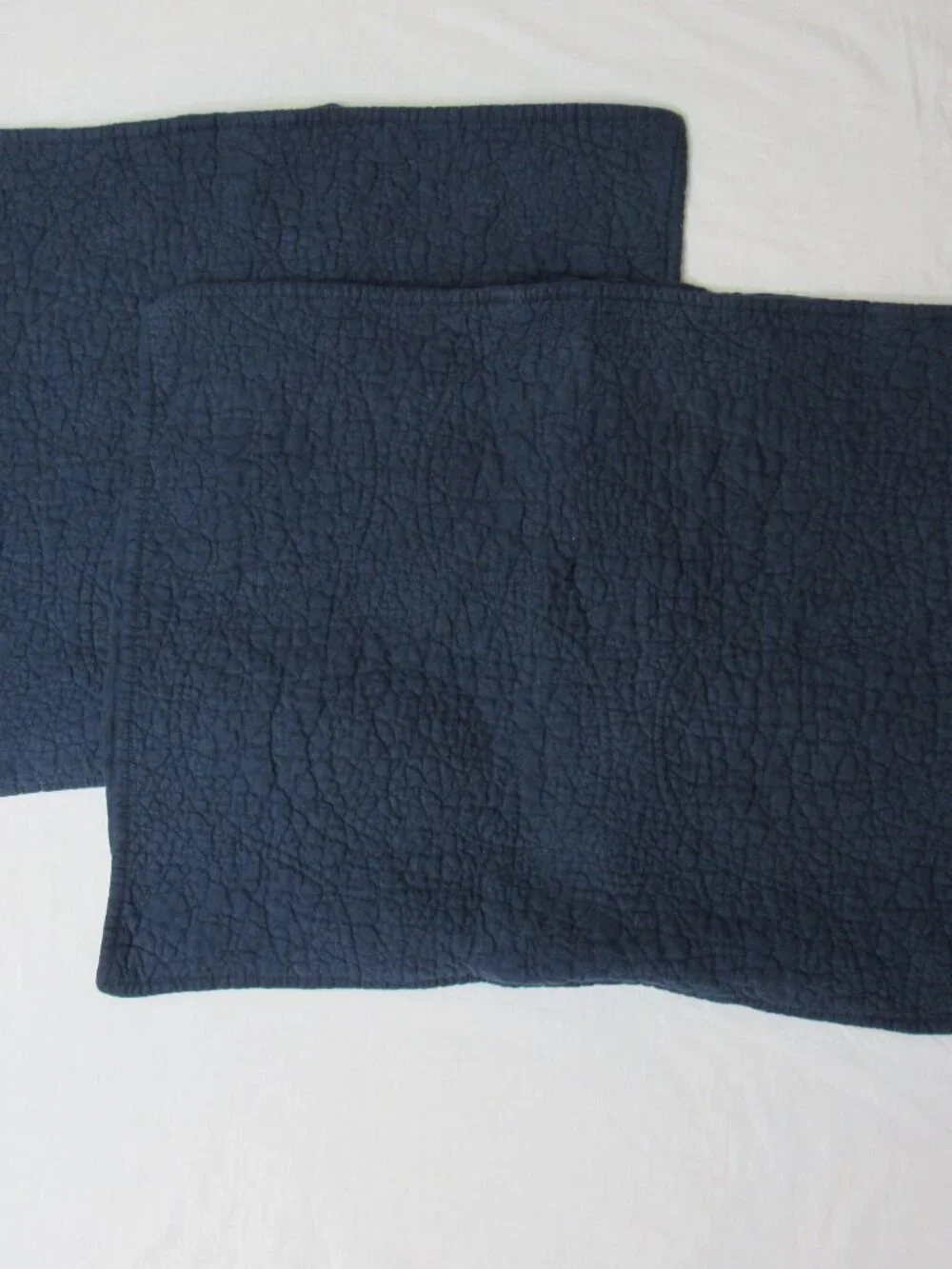 Pottery Barn Blue Belgian Flax Linen Quilted Pillow Shams Standard 26 x 20 2